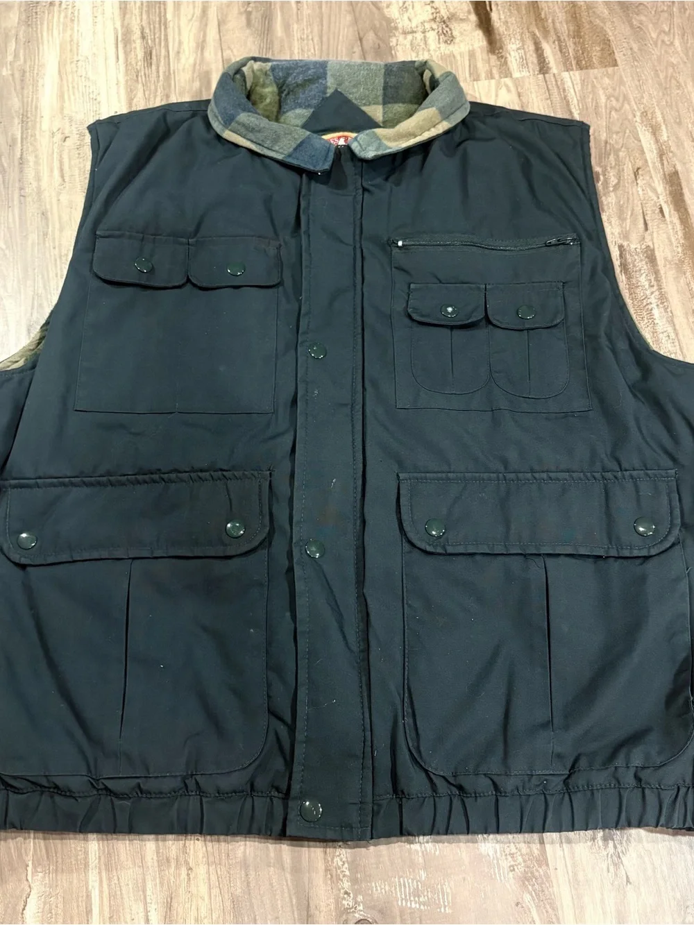 Vtg Eagle Ridge Outfitters Green Mens XL Flannel Plaid Lined Insulated Vest